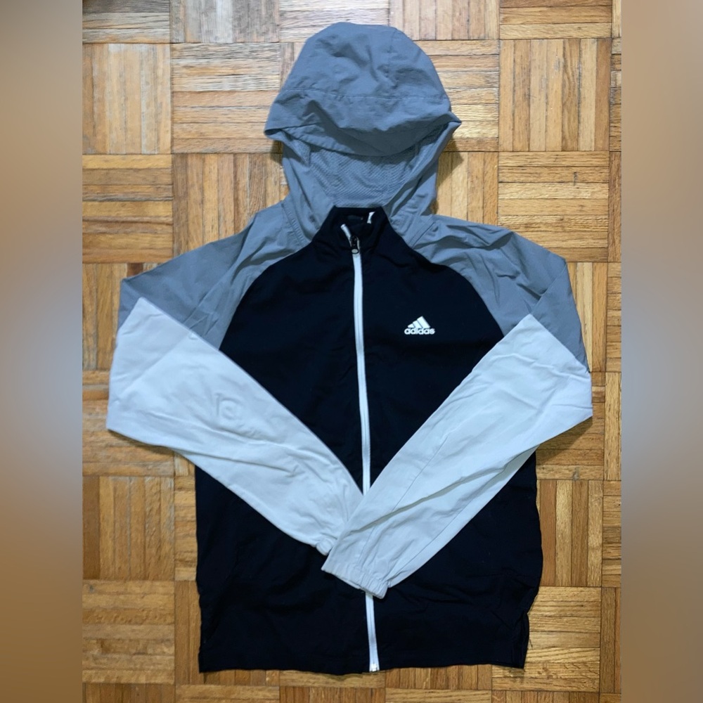adidas Black White Gray Windbreaker S